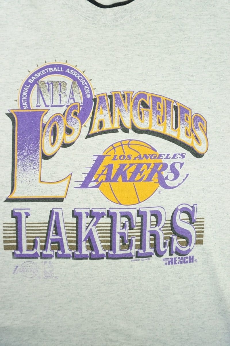 workingclassrebel Los Angeles Lakers Basketball NBA Vintage T Shirt by Spectator Sportswear (Trench) Made in The USA 1993 Large & X-Large New with Tags